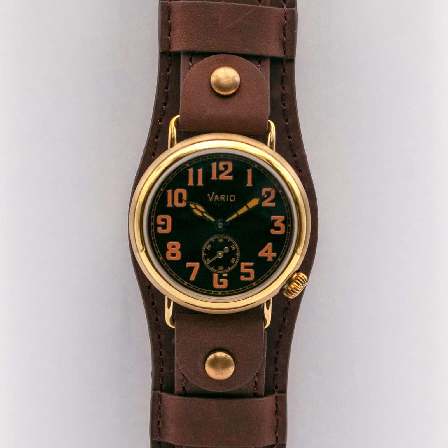Vario 1918 Trench Brass Black Dial with Orange Lume Watch