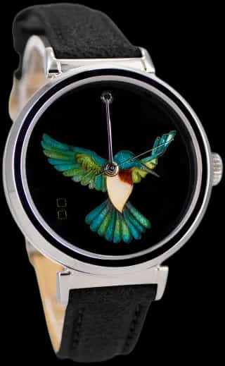 Celeste Watch Company Cloisonné Hummingbird by Merry-Lee Rae - 38mm Swiss Automatic