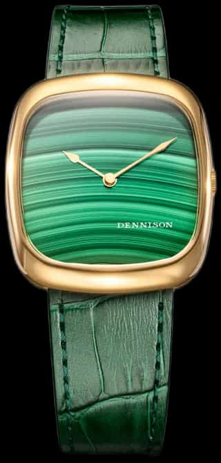 Dennison Natural Malachite Stone In Gold