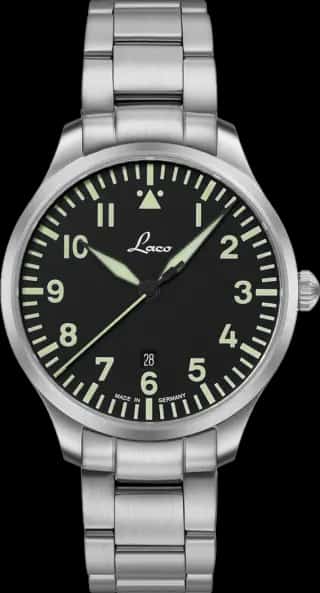 Santurce Laco Genf.2.D 40 MB Quartz Black Dial Stainless Steel Bracelet