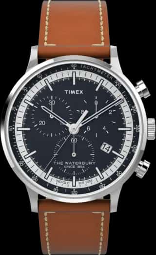 Timex Waterbury Classic Chronograph 40mm Leather Strap Watch