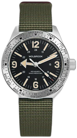 Wolbrook Black Nylon & Leather Strap 40mm