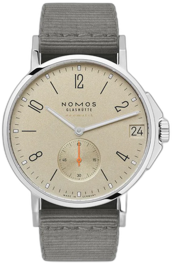 NOMOS Glashütte Ahoi neomatik 38 date sand — alternative to Christopher Ward The Twelve 40 (Ti)