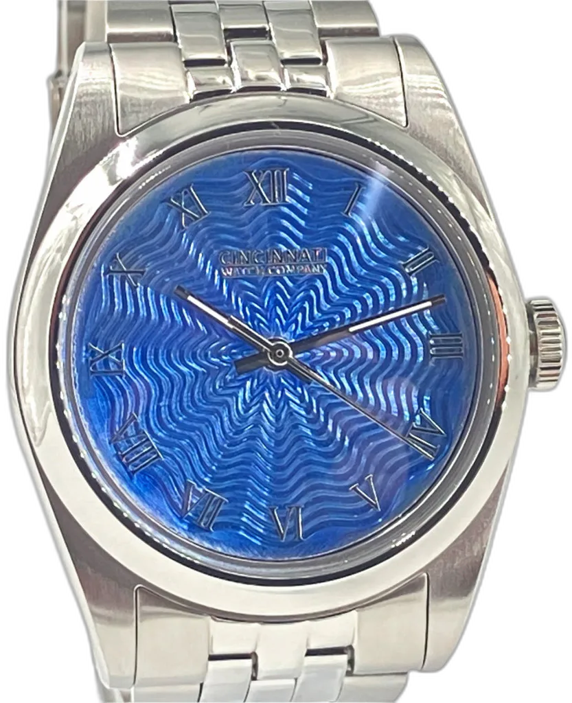 Cincinnati Watch Company Blue enamel over Guilloché — alternative to Cincinnati Watch Company Stripes