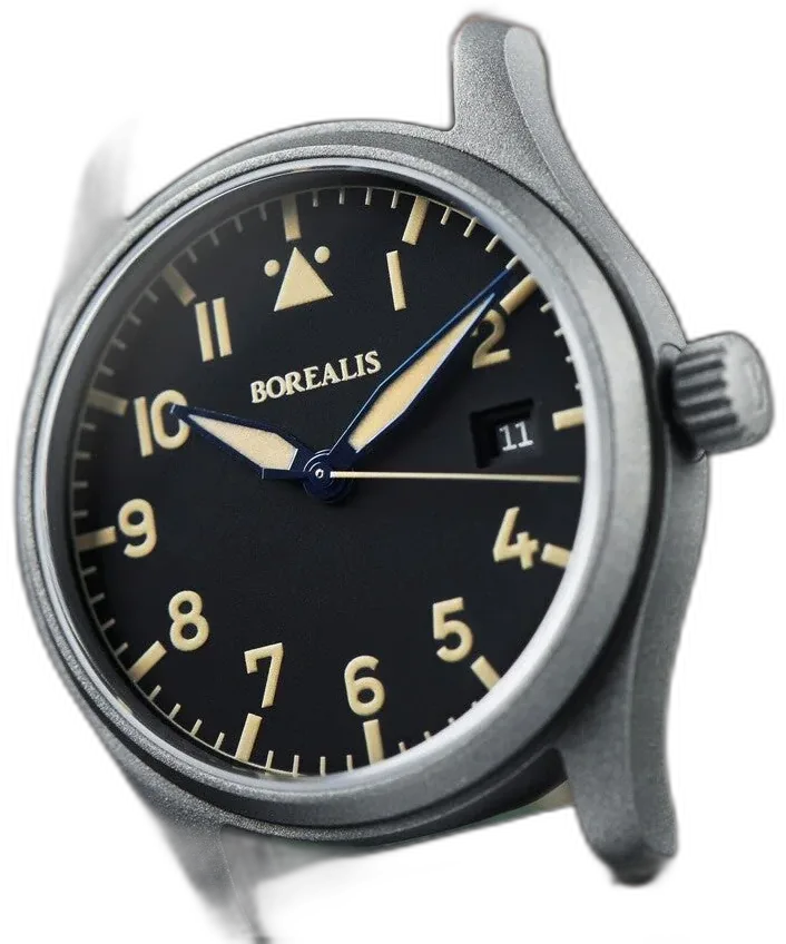 Borealis Watch Co. Icarus — alternative to Islander Islander Thunderbolt Pilot Watch with Black Mother of Pearl Dial #ISL-322