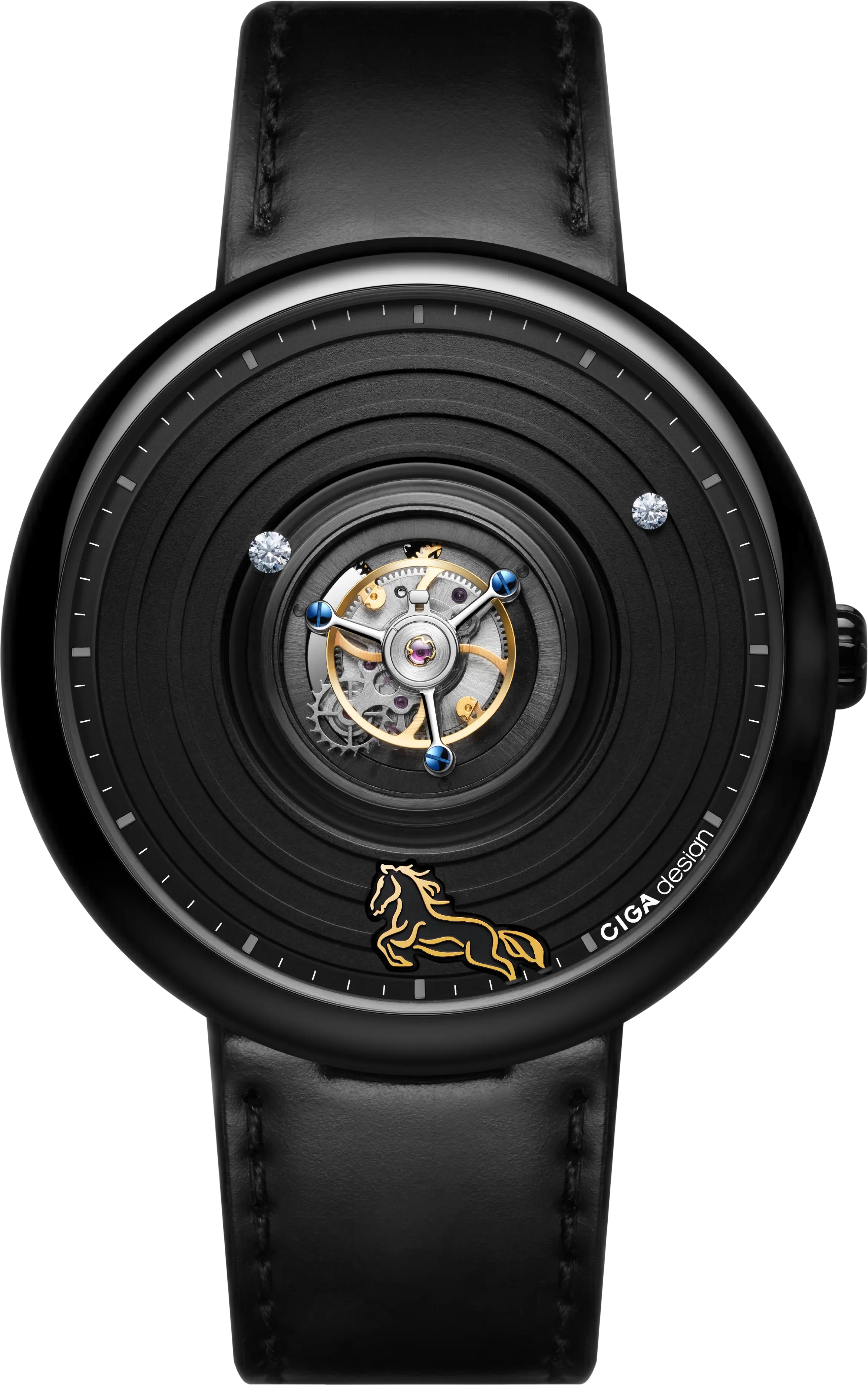 CIGA Design CHINESE ZODIAC YEAR OF THE HORSE — alternative to Hemel Midnight Black 43mm