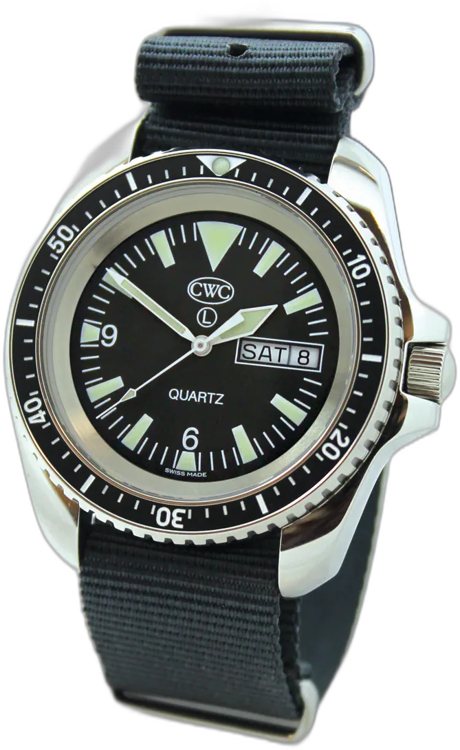 CWC Quartz Divers Watch Mk.2 Day/Date Polished Case — alternative to Vaer Black 39mm
