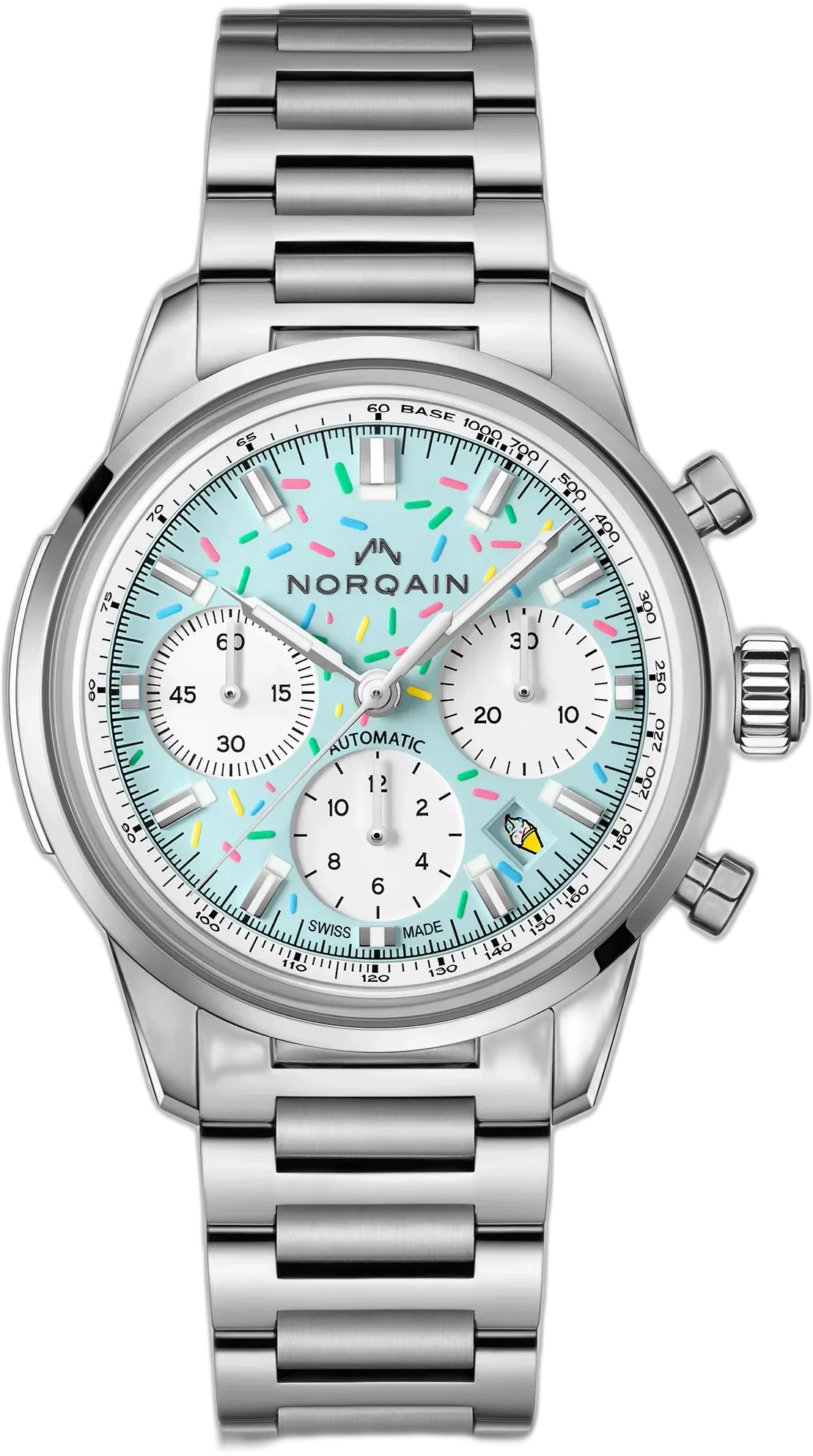 Norqain Freedom Chrono 40mm Enjoy Life Sprinkles Blue — alternative to Christopher Ward The Twelve 40 (Ti)
