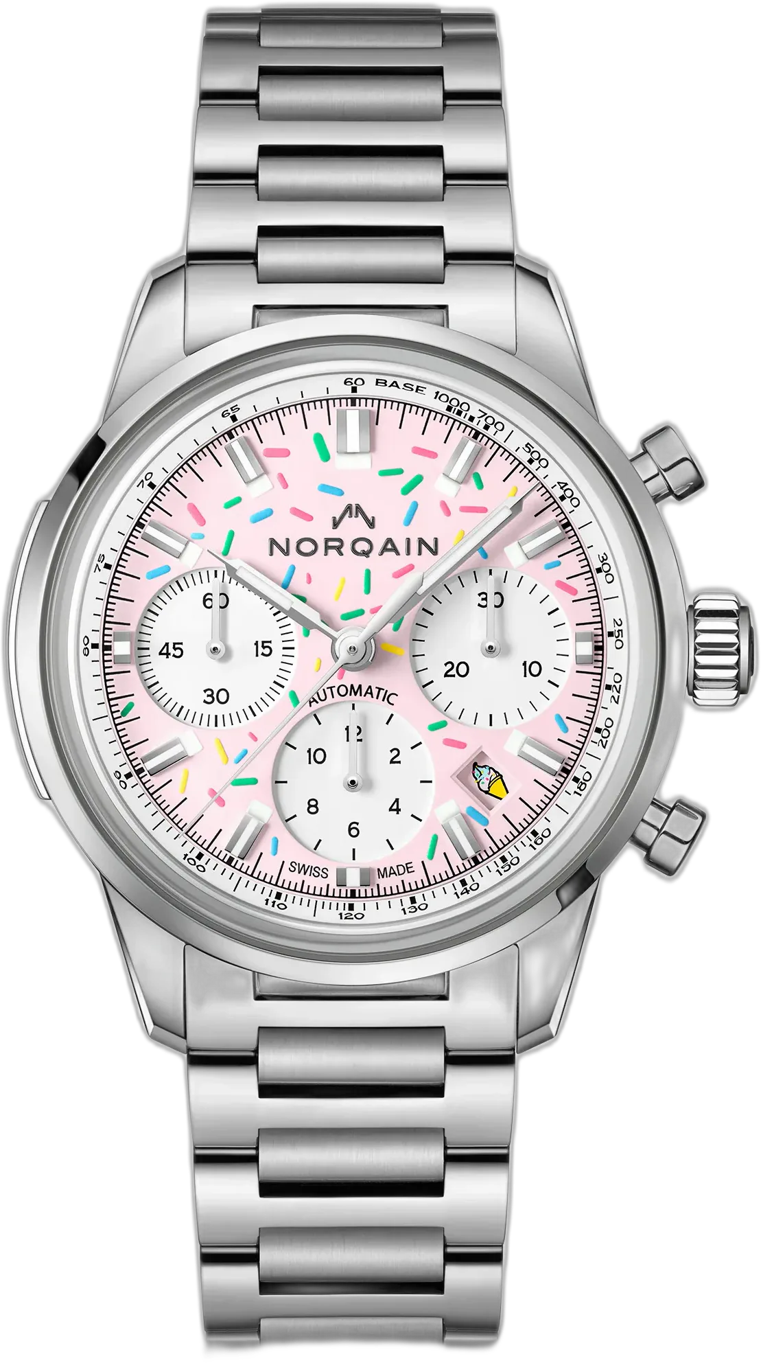 Norqain Freedom Chrono 40mm Enjoy Life Sprinkles Pink — alternative to Christopher Ward The Twelve 40 (Ti)