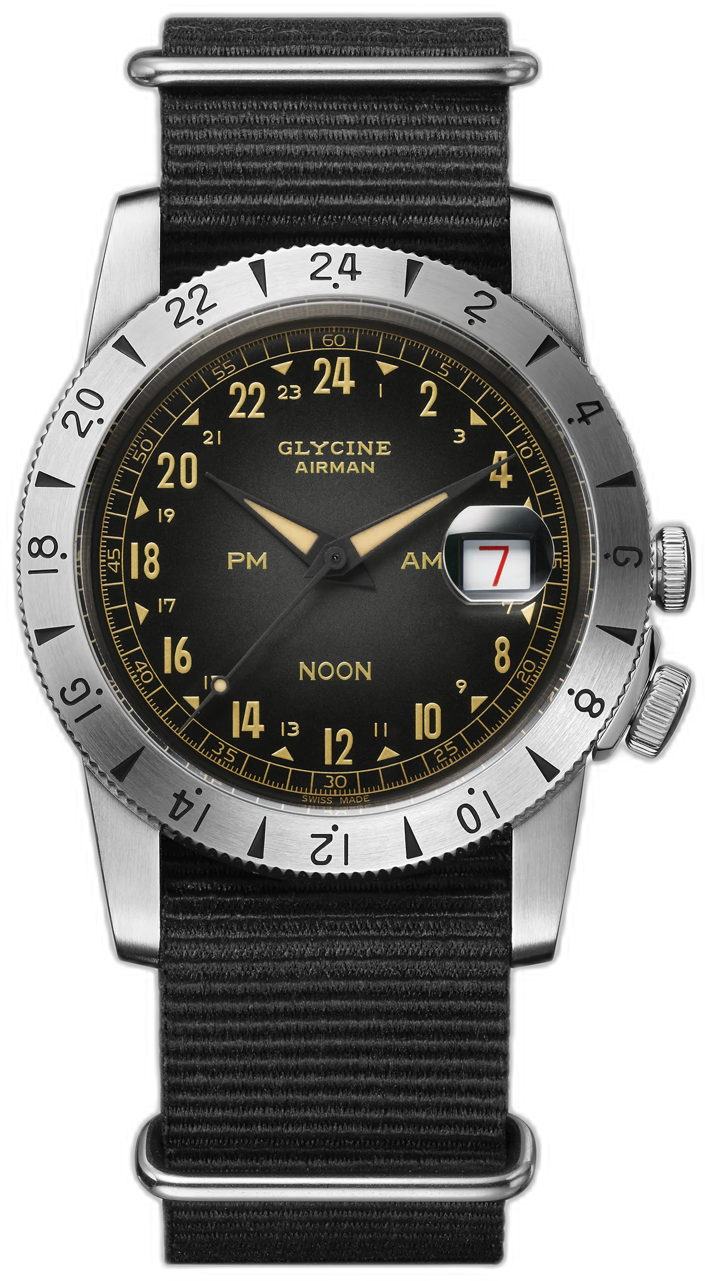 Glycine Airman Vintage Noon Purist — alternative to Christopher Ward Twelve X Black Shadow