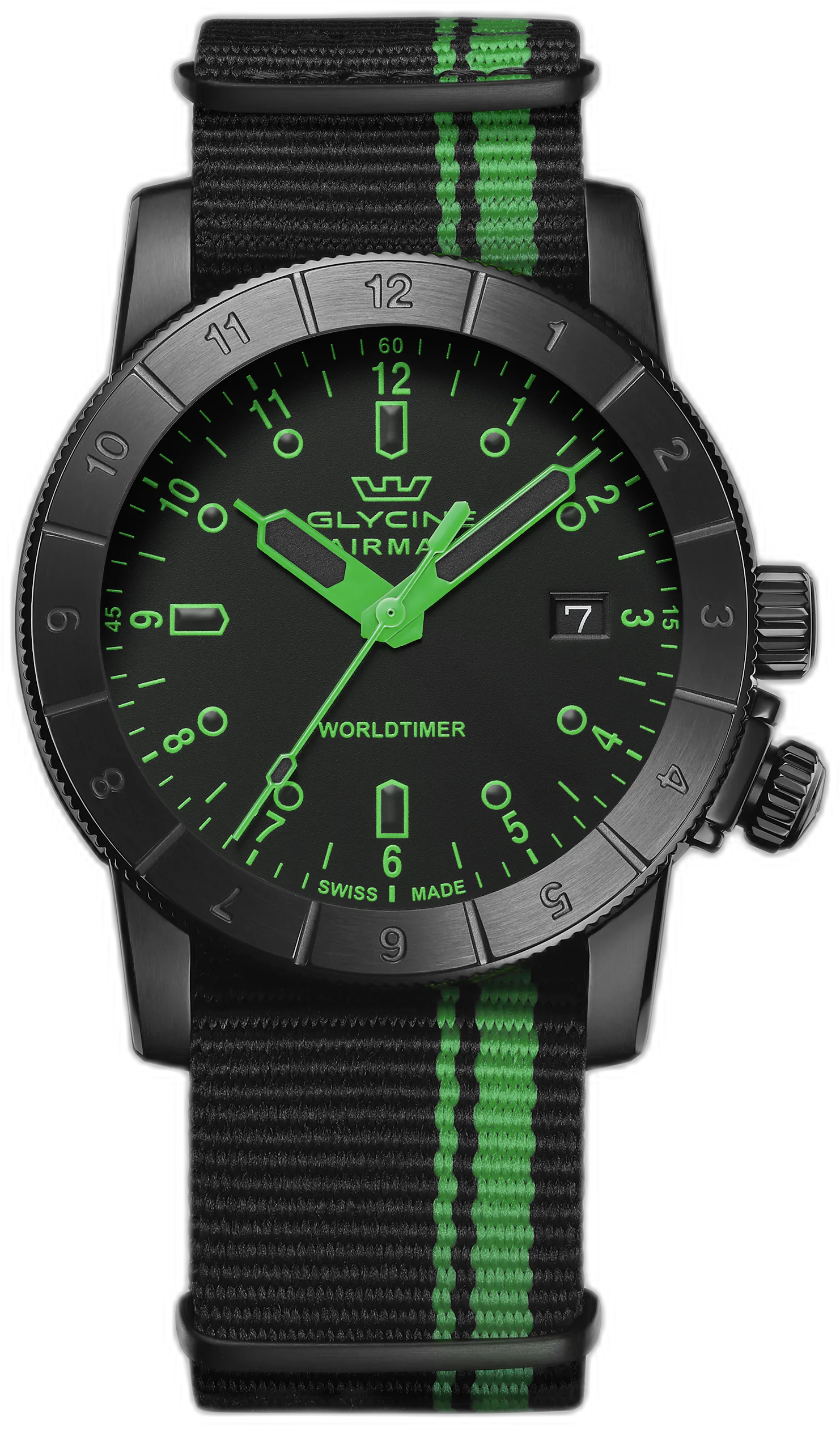 Glycine Airman Worldtimer — alternative to Bell & Ross BR-S black matte