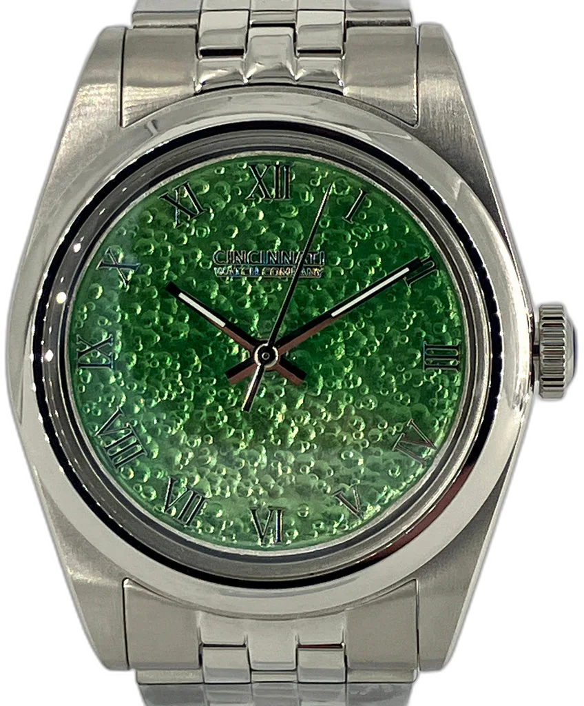 Cincinnati Watch Company Green Enamel over Hammered Finish — alternative to Cincinnati Watch Company Stripes