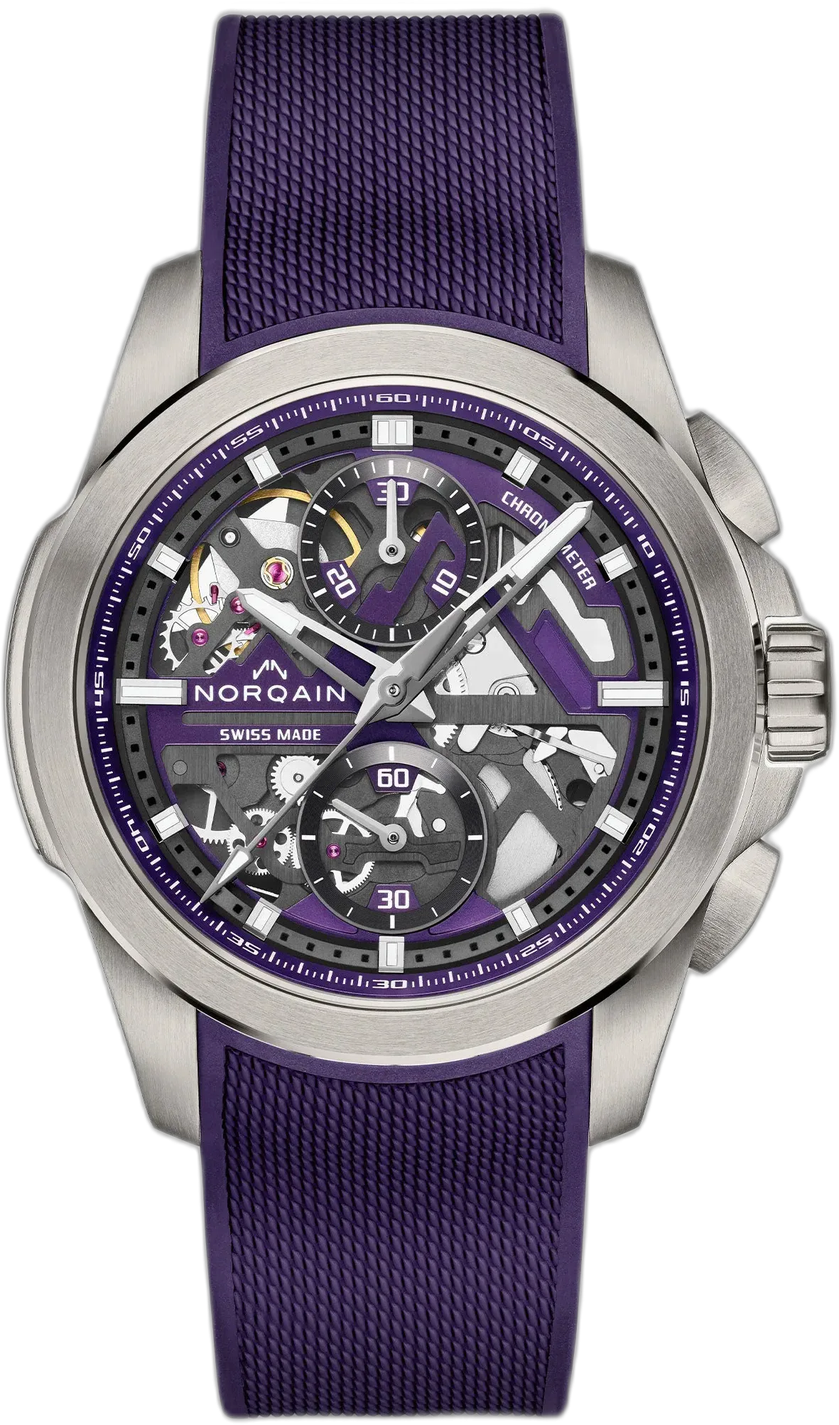 Norqain Independence Skeleton Chrono 42mm Titanium Purple — alternative to Christopher Ward The Twelve 40 (Ti)