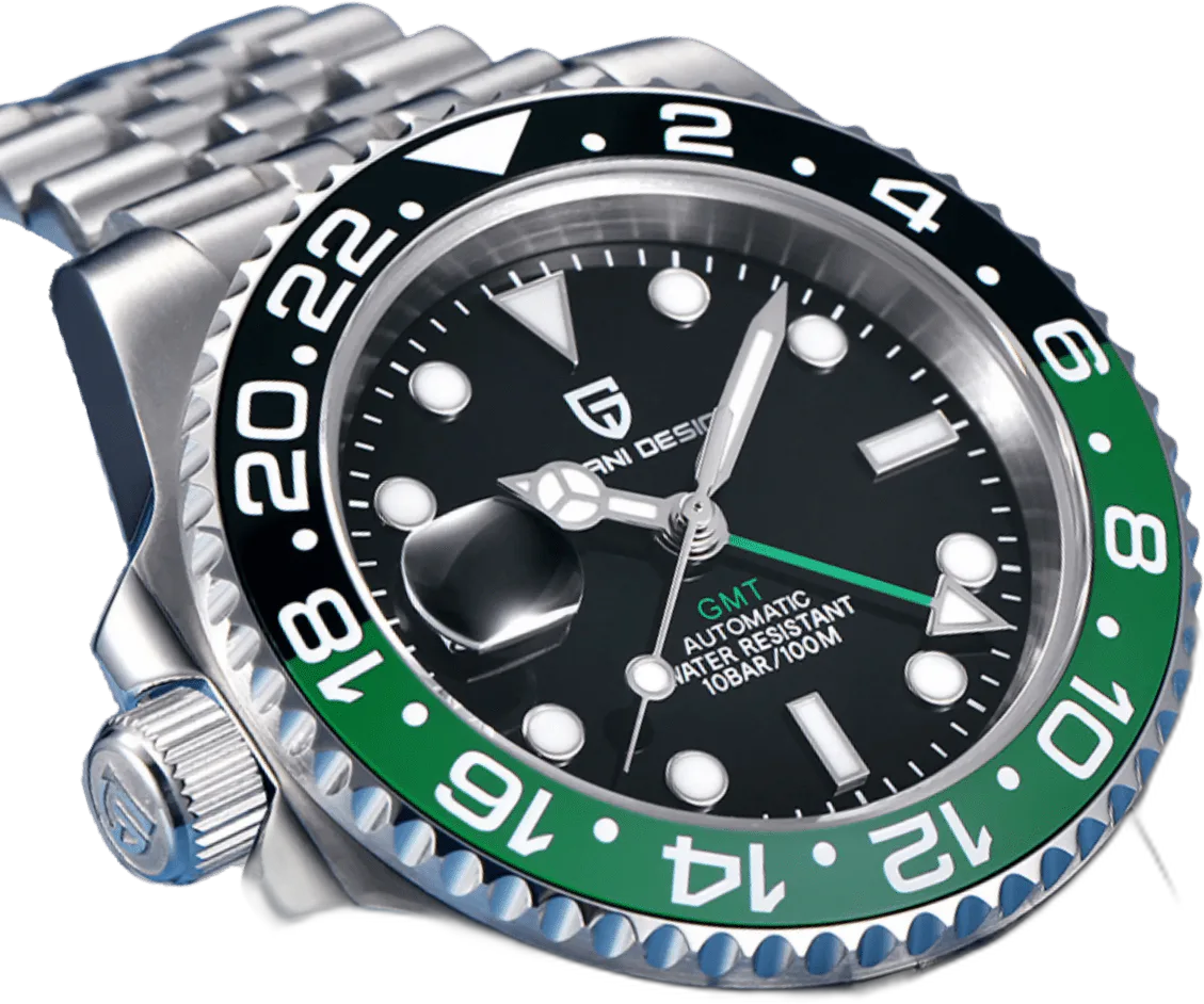 Pagani Design PD-1662 GMT Black Green — alternative to Baltic Aquascaphe GMT