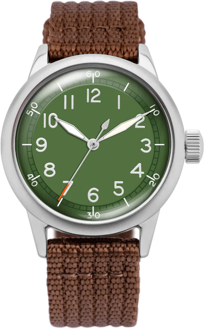 Praesidus Brown Nylon 38mm — alternative to Islander Islander Babylon HV1000 Titanium Solar Field Watch with Black Dial #ISL-333