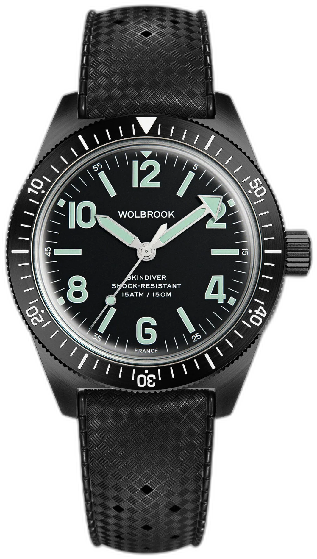 Wolbrook Green Rubber Strap — alternative to Bremont Black 43mm