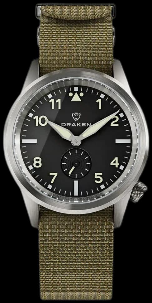 Draken Aoraki 'Flieger' Watch with Black Dial #DKN-01