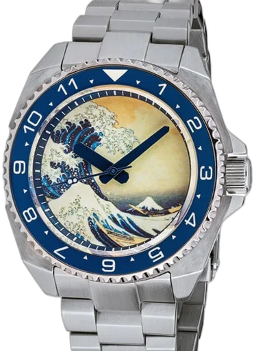 Islander Islander Luminous Wave Dial Automatic Dive Watch with AR Double-Dome Sapphire Crystal, and Luminous Ceramic Bezel Insert #ISL-62 — alternative to Islander Islander Automatic GMT Dive Watch with Blue Waffle Dial #ISL-214