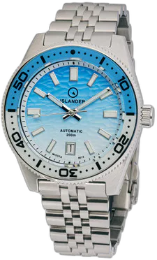 Islander Islander Northport Hi-Beat Automatic Dive Watch with Ocean Blue and White Ripple Dial #ISL-195 — alternative to Bremont Green 40mm