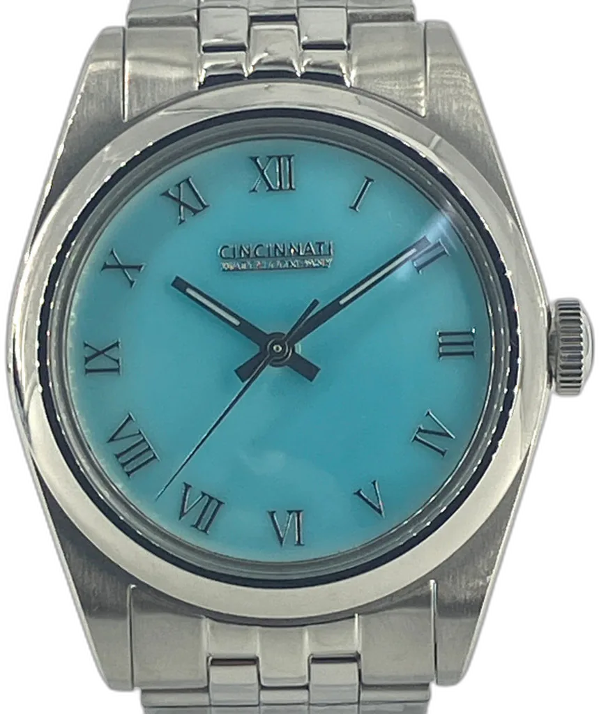Cincinnati Watch Company Robin's Egg Blue Enamel Dial — alternative to Cincinnati Watch Company The Numbers on Green