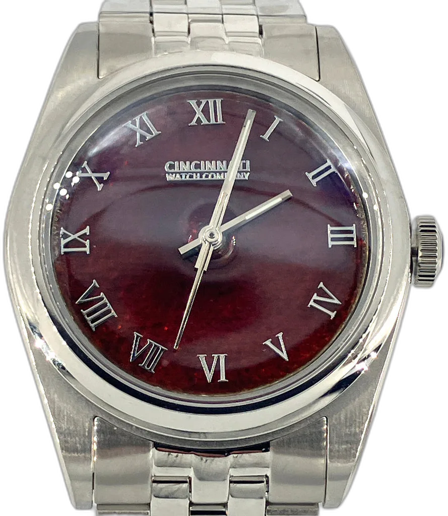 Cincinnati Watch Company Rust Red Enamel over Hammered Finish — alternative to Fears Pure