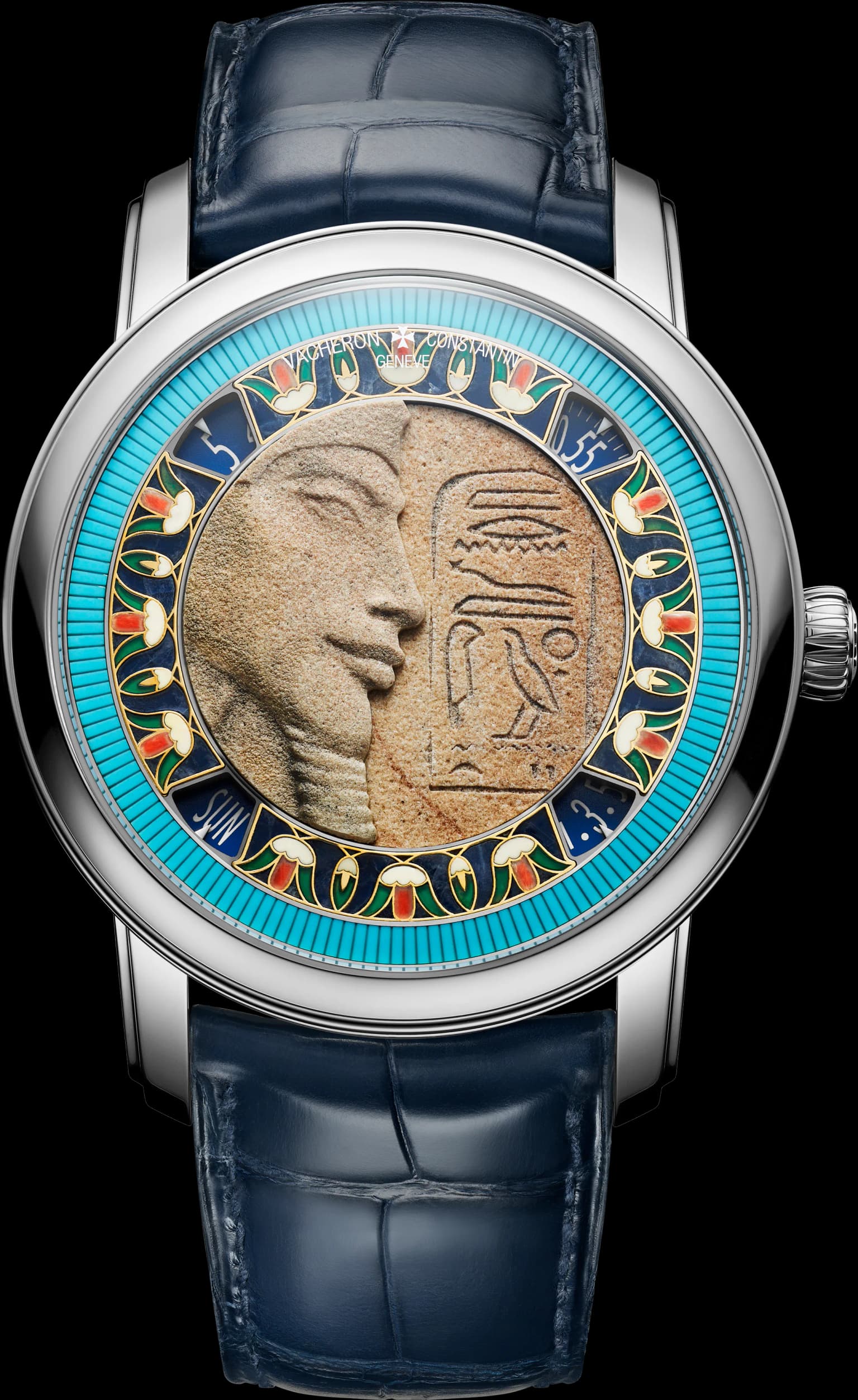 M Tiers D Art Tribute To Great Civilisations Buste D Akh Naton 42mm White Gold Watch