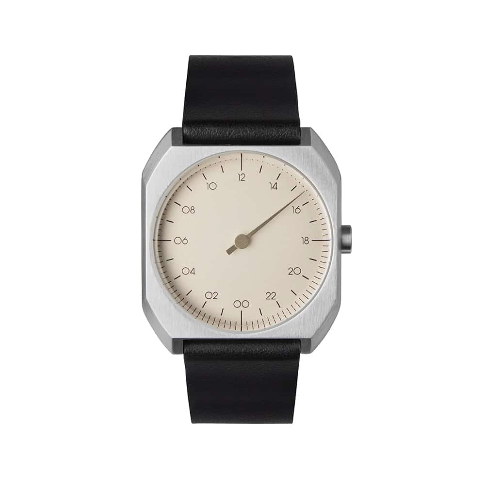 Slow Watches Slow Mo 34mm GMT Mo — cushion/squared case, single-hand 24h, printed 24h numerals