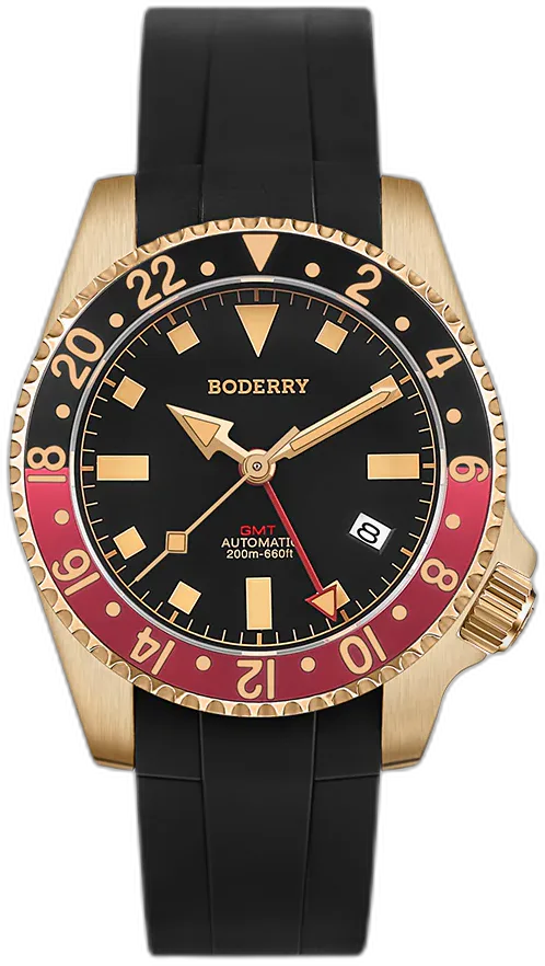 Boderry ADMIRAL GMT - 200M Waterproof Bronze Automatic Diver Watch