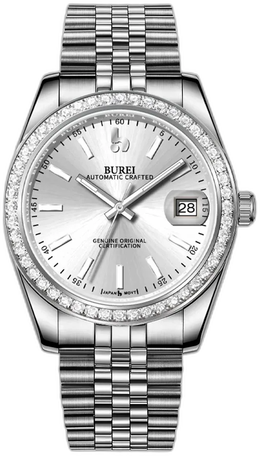 BUREI 36mm Diamond Bezel Jubilee Bracelet