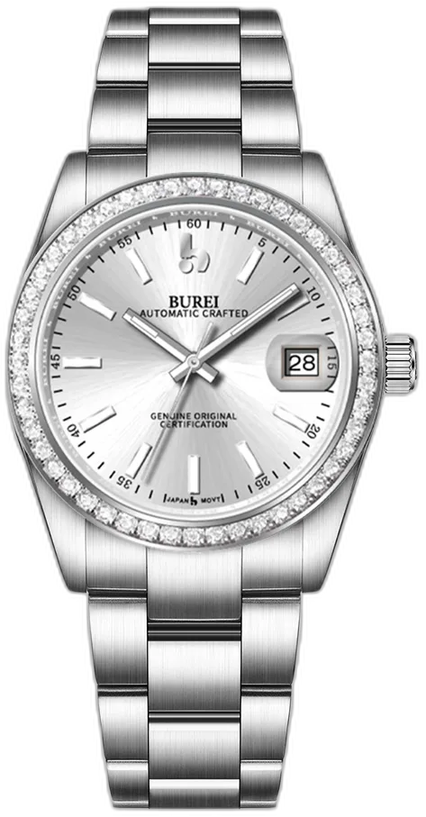 BUREI 36mm Diamond Bezel Oyster Bracelet