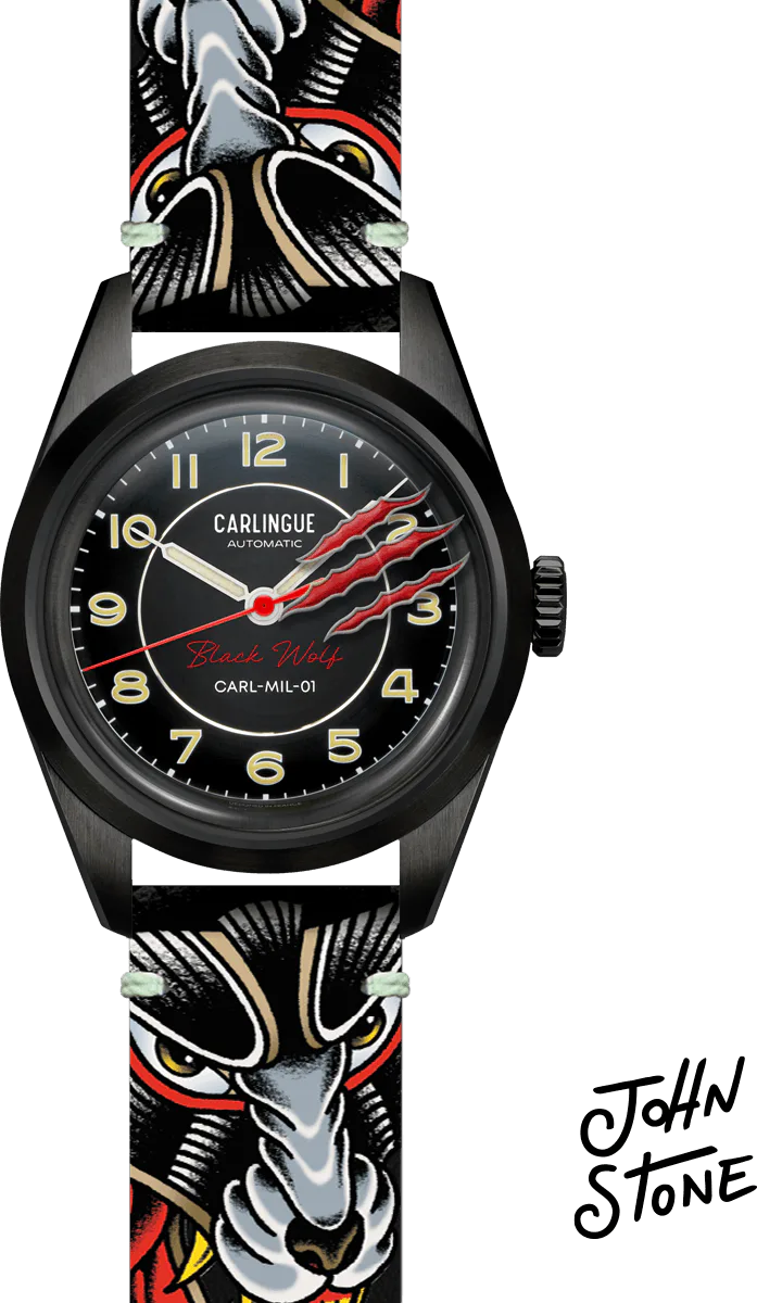 Carlingue Timepieces Montre Carlingue Military 01 CT-003-B Black Wolf