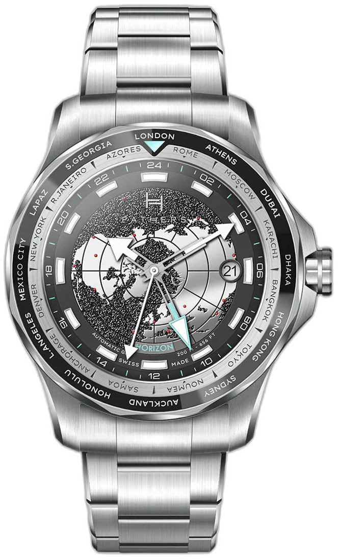 Fathers Globetrotter Black – Orologio GMT Automatico Swiss Made – Nero 40 mm