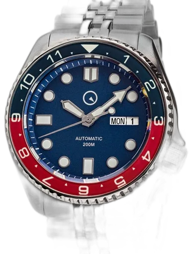 Islander 43mm Automatic Dual-Time Watch with Solid-Link Bracelet, AR Sapphire Crystal, and Luminous Sapphire Bezel Insert #ISL-50