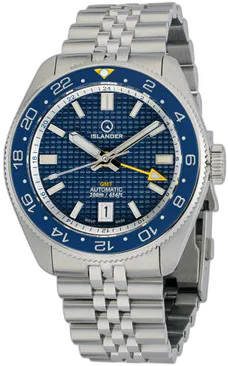 Islander Automatic GMT Dive Watch with Blue Waffle Dial #ISL-214