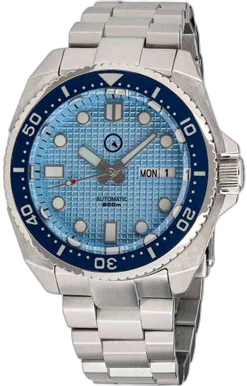 Islander Ice Blue Waffle Dial Automatic Dive Watch with AR DD Sapphire Crystal, and Luminous Ceramic Bezel Insert #ISL-67