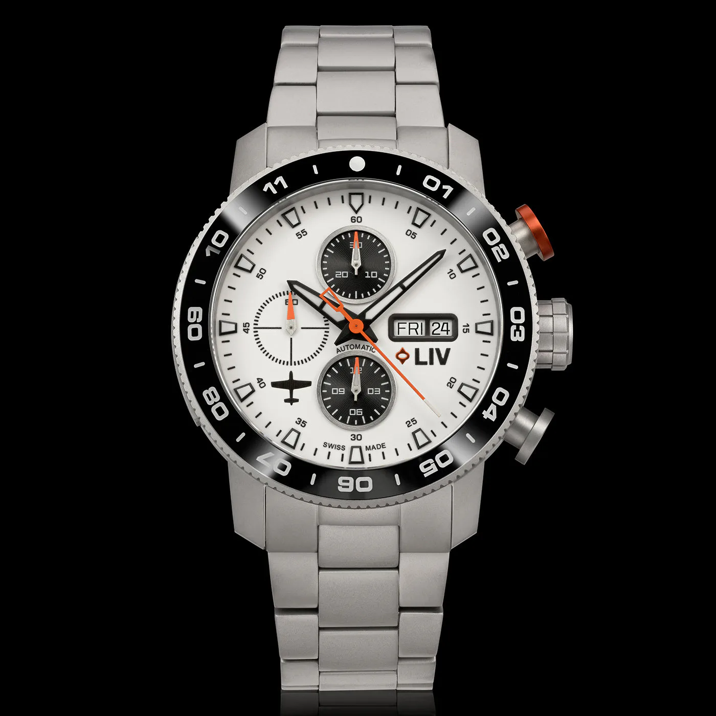 LIV Watches NEW! P-51 Big Pilot Full Lume 2.0 on Titanium Bracelet