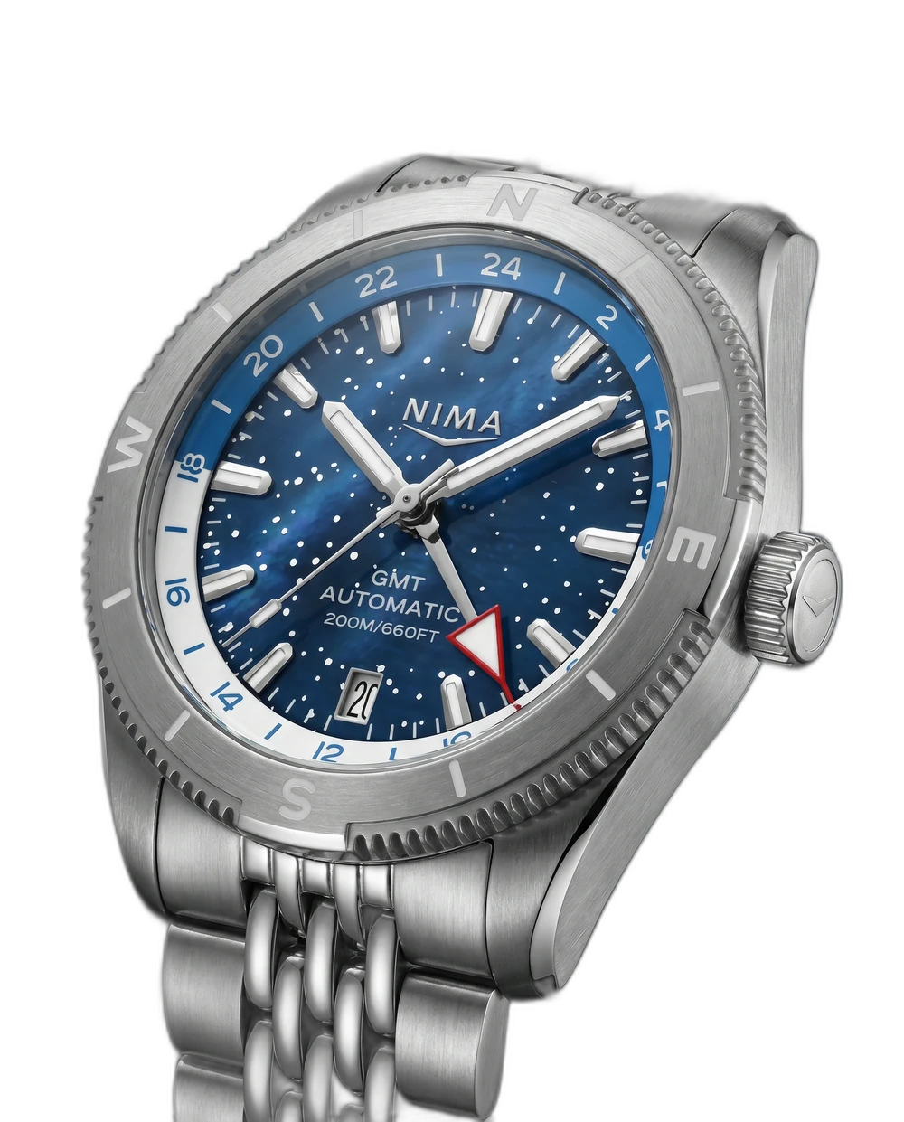 NIMA Watches NIMA GMT (NH34) GMT 39mm fluted-bezel applied-baton (Datejust-style)