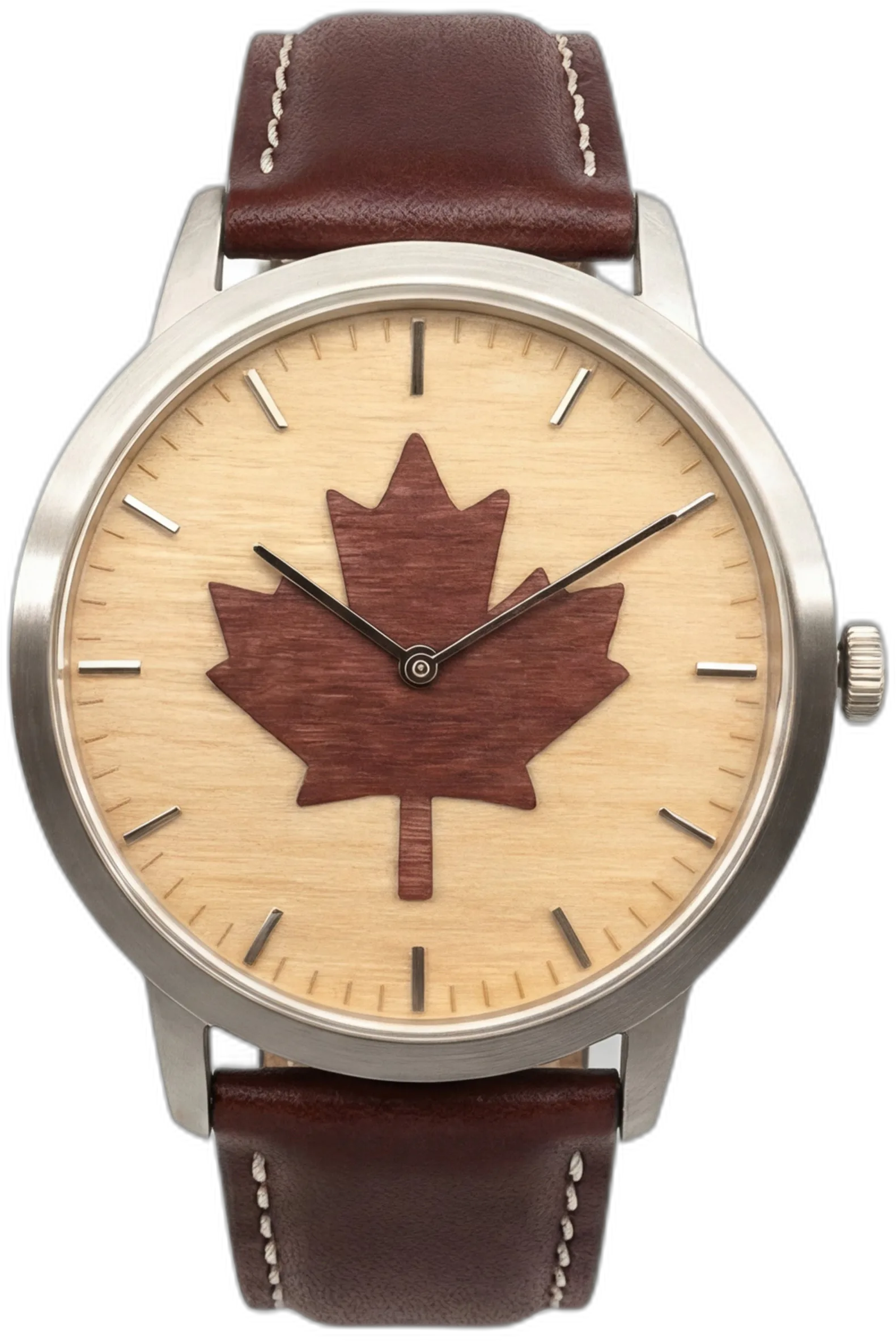 North And Under Canadian Maple Leaf Watch with Wooden Dial