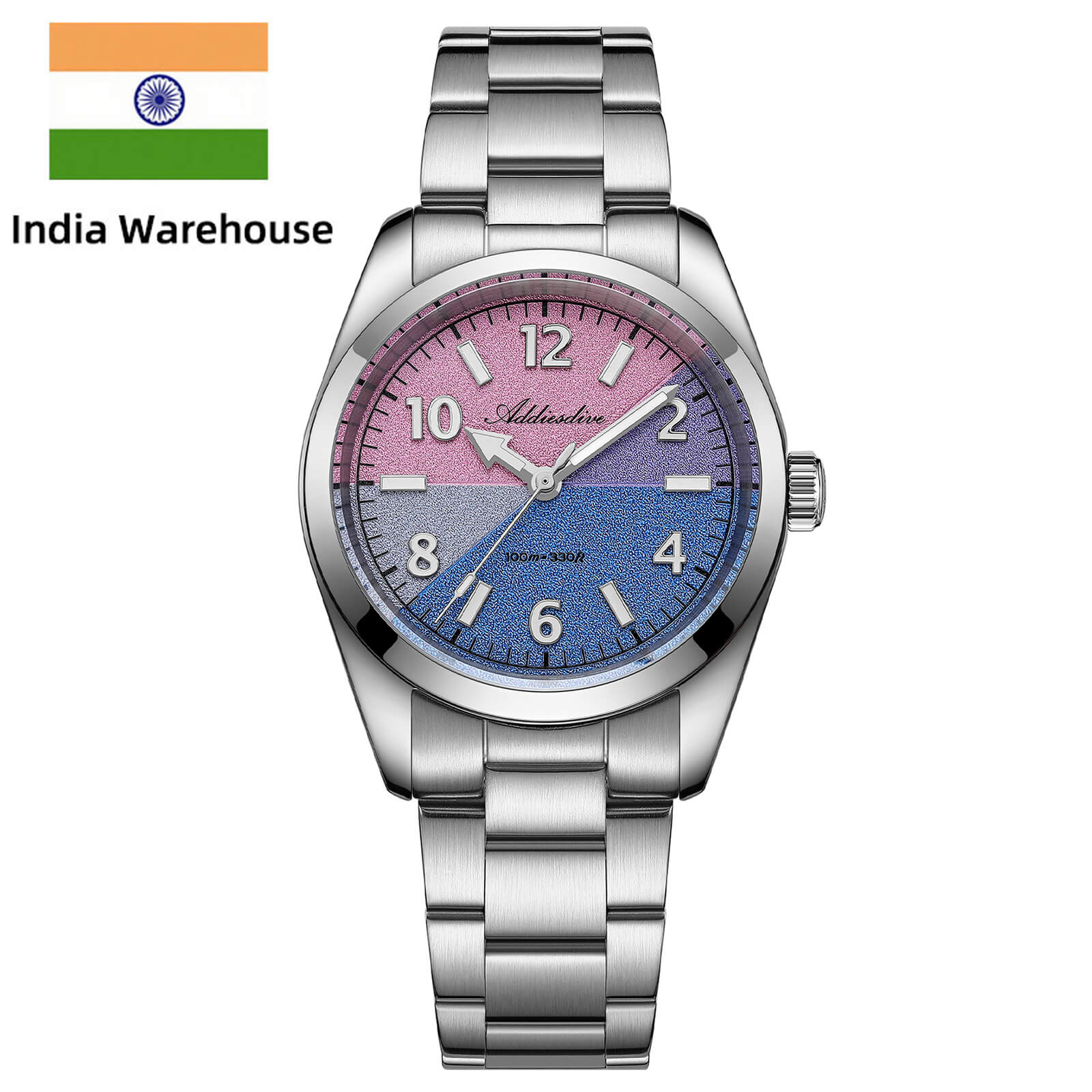 Addiesdive 36mm Color Block Dial Quartz Watch AD2555