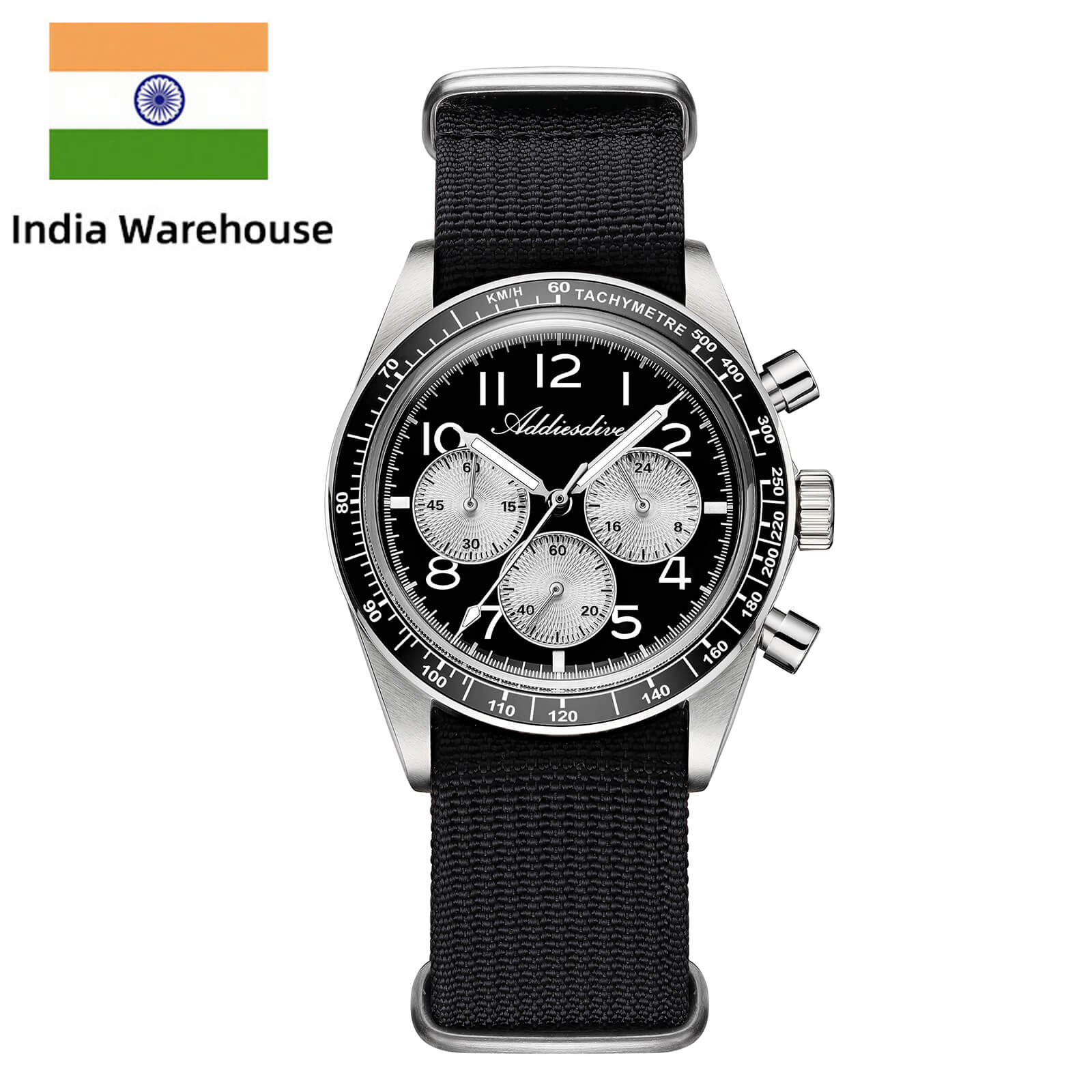 Addiesdive 37mm 0S20 Triple-Register Chronograph Watch AD2543