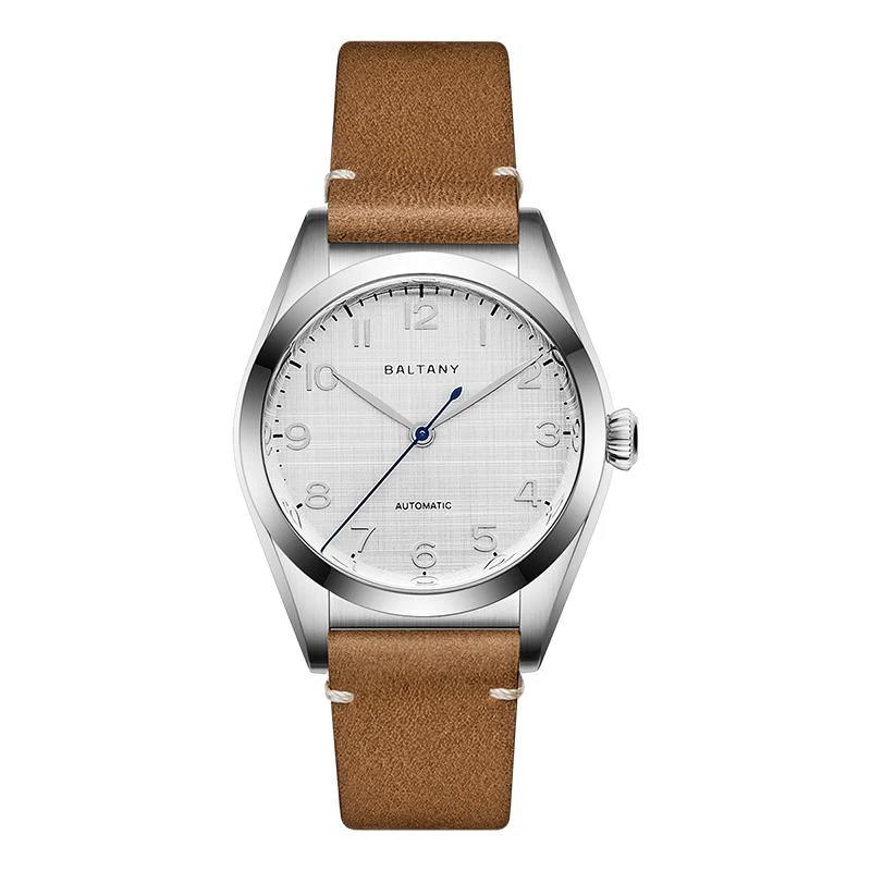 Baltany Linen Silver Dial NH38 Automatic Dress Watch S4038