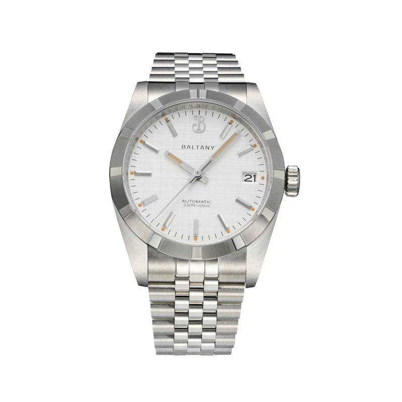 Baltany 36mm Engine Turned Bezel Classic Linen Dial Dress Watch S4102