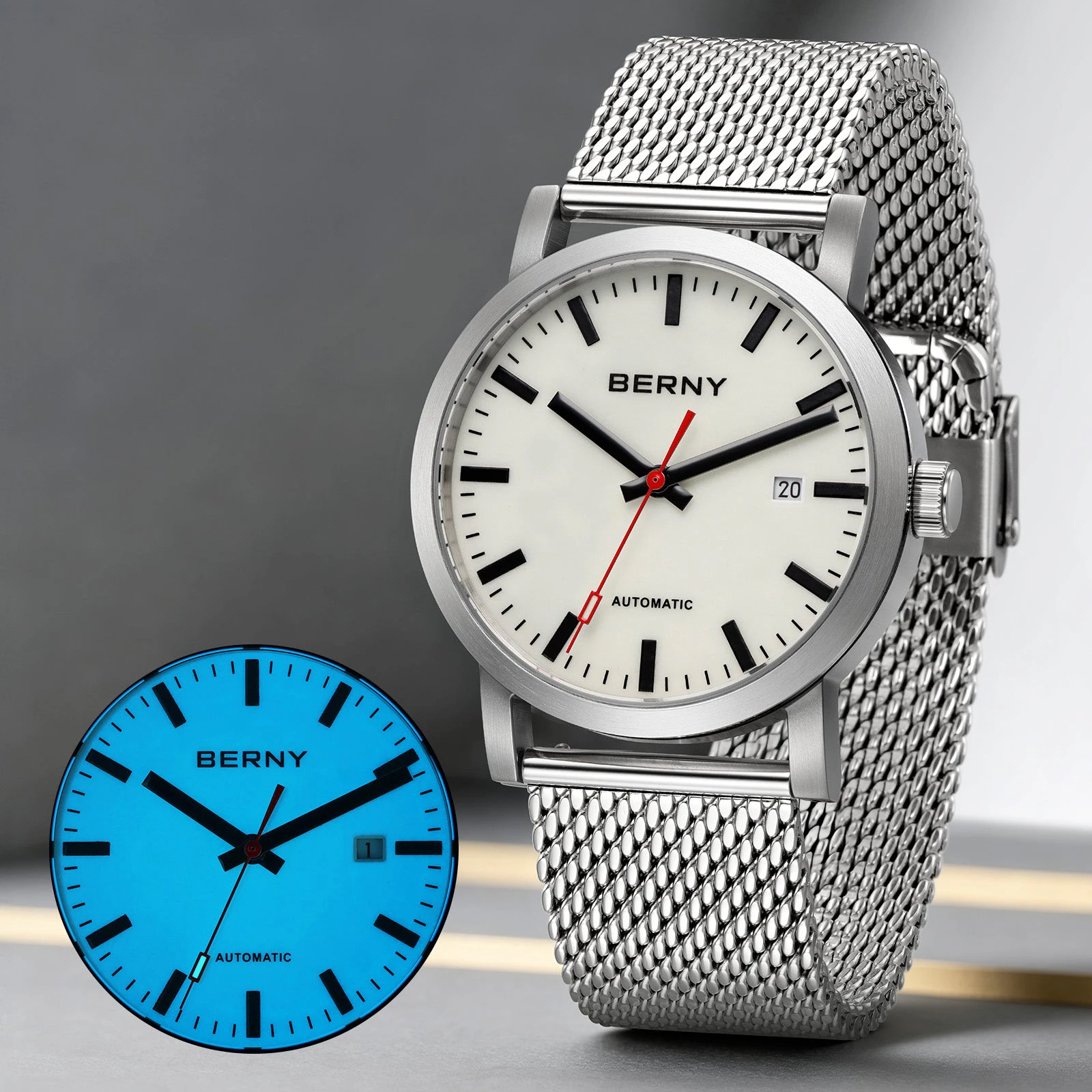 BERNY BERNY-Men Automatic Full-Lume Dress Watch -AM138M-L