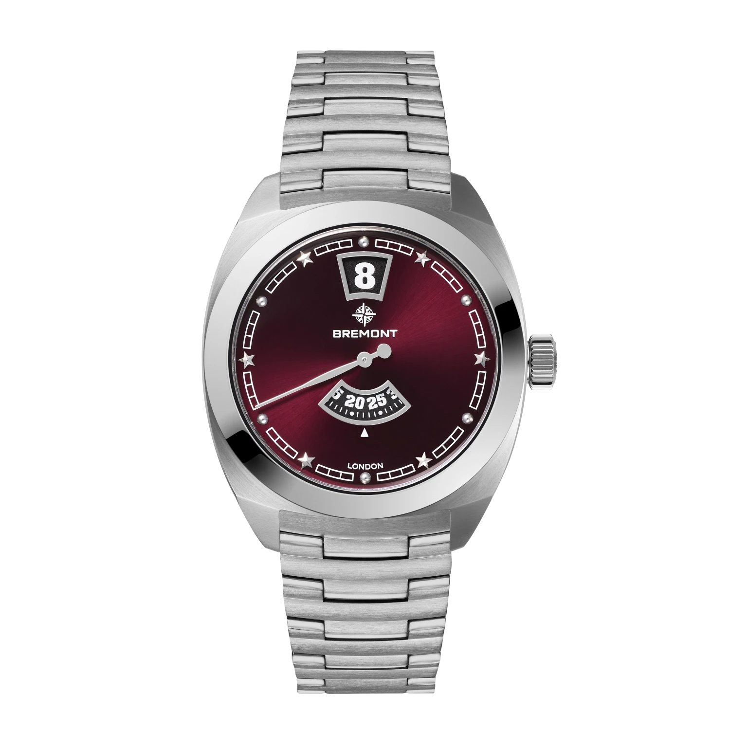 Bremont Terra Nova Jumping Hour Burgundy 35mm Steel Bracelet – Bremont Watch Company