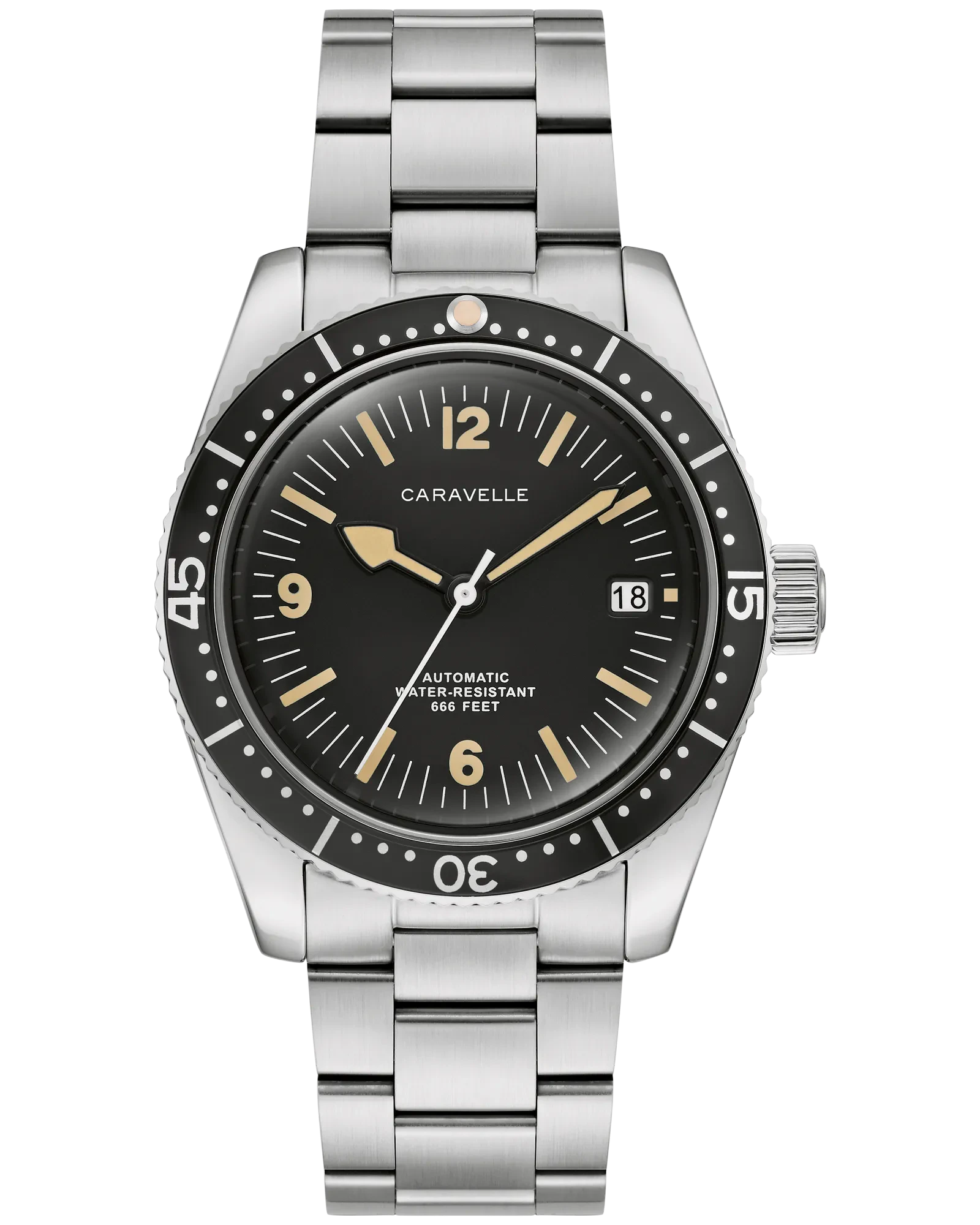 Bulova Black Dial Stainless Steel Bracelet Vintage Sea Hunter 43B175