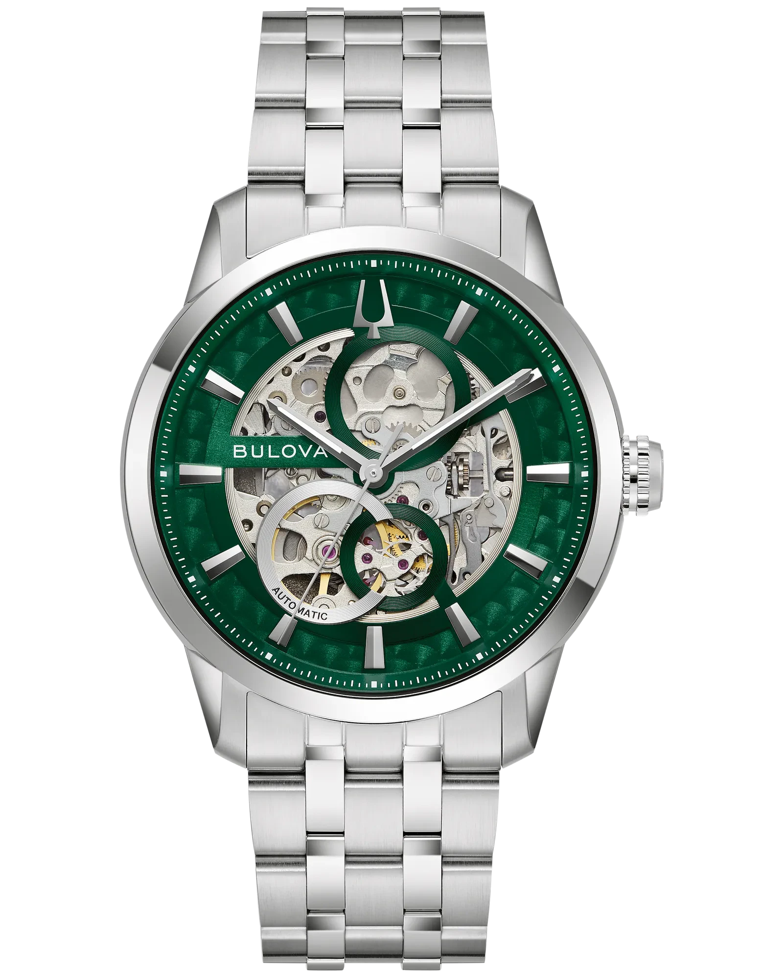 Bulova Green Dial Stainless Steel Bracelet Sutton 96A329
