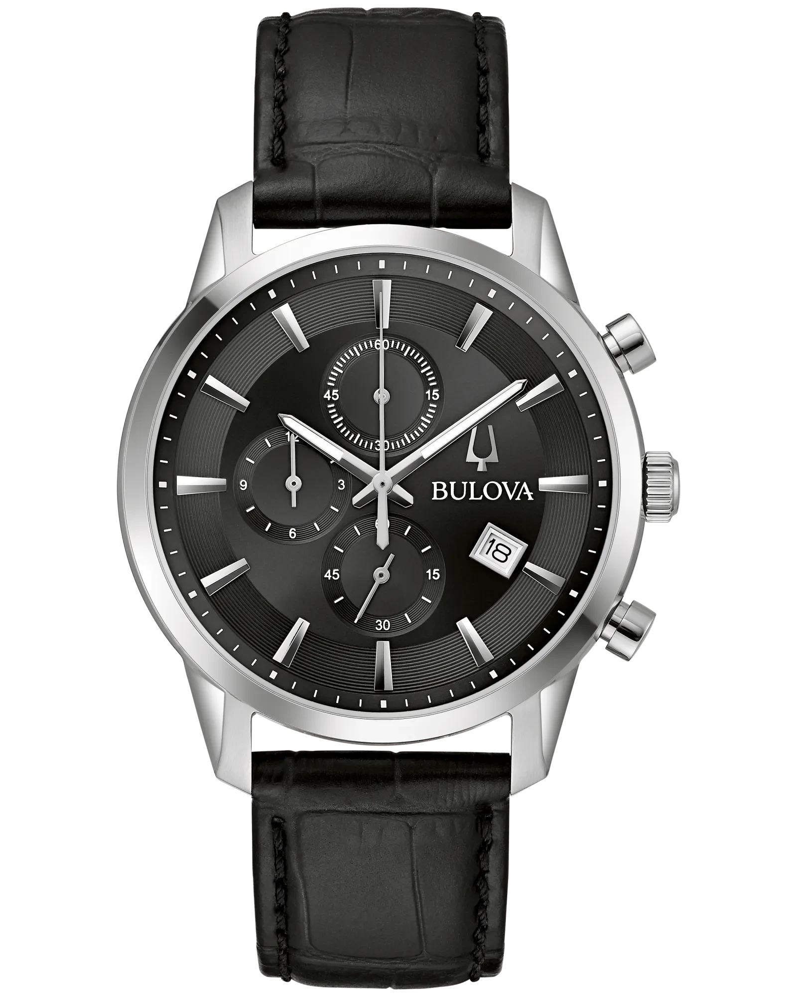 Bulova Black Dial Stainless Steel Strap Sutton 96B403