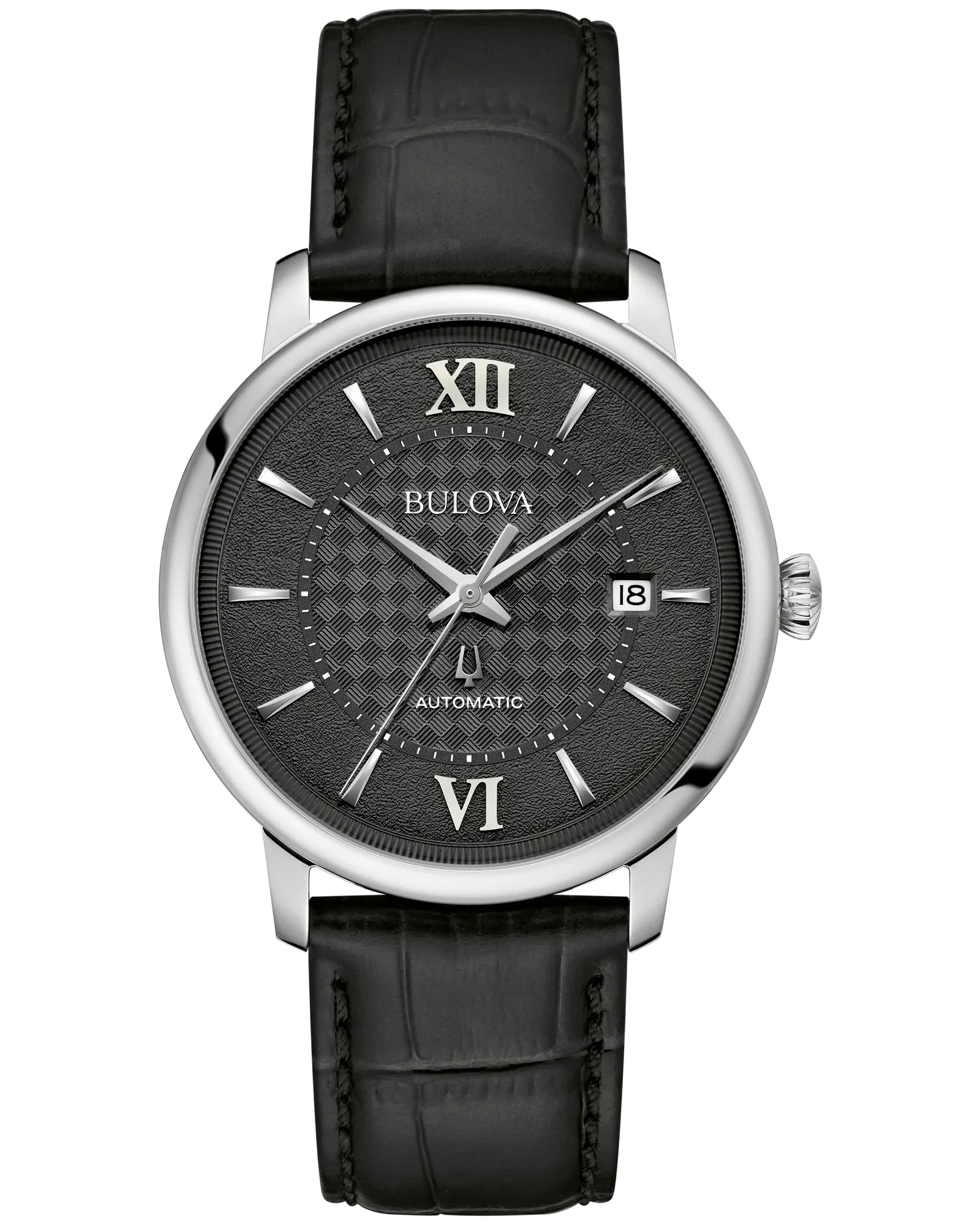 Bulova Black Dial Leather Strap Hudson 96B441