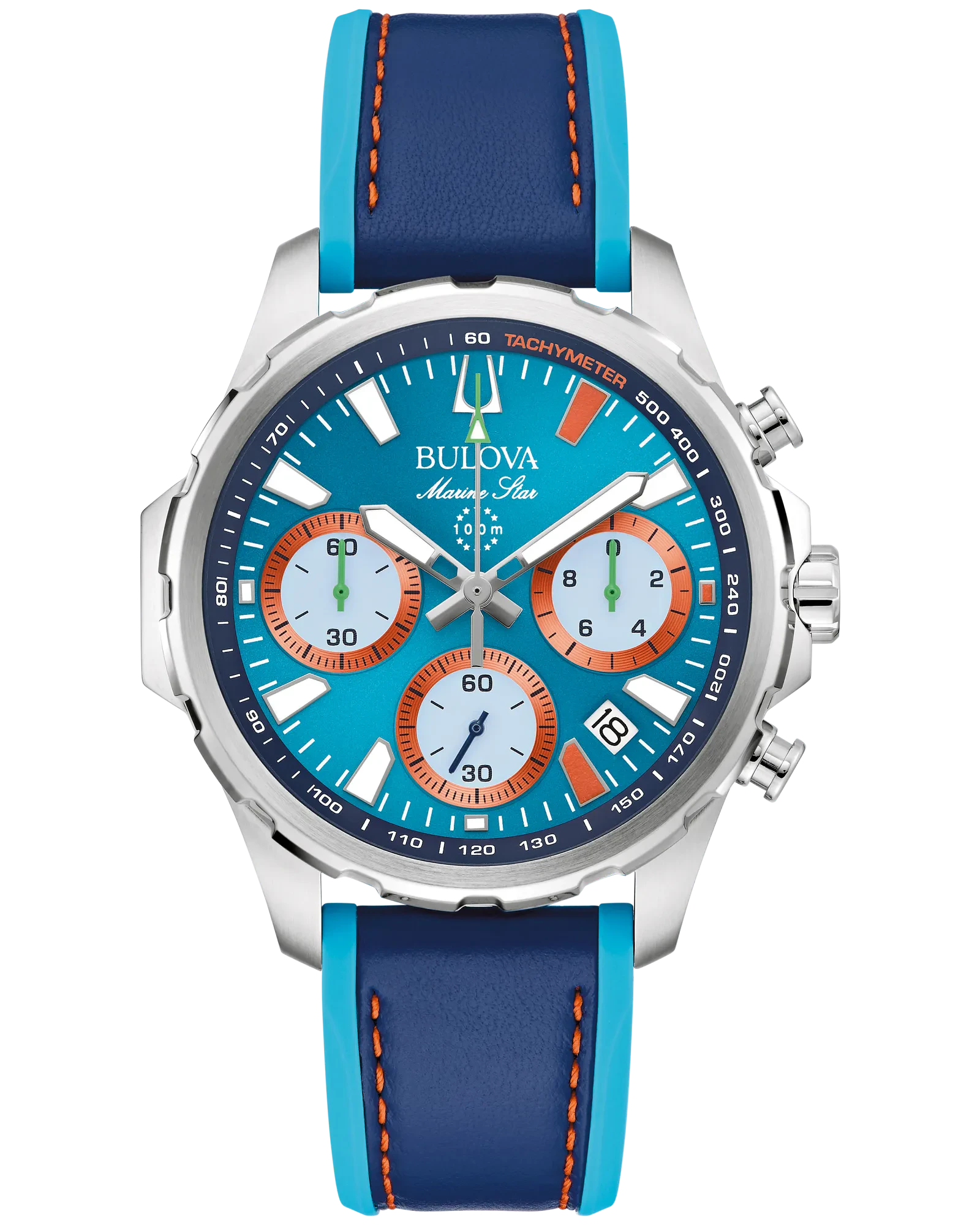 Bulova Blue Dial Leather and Silicone Strap E1 Team Miami 96B460