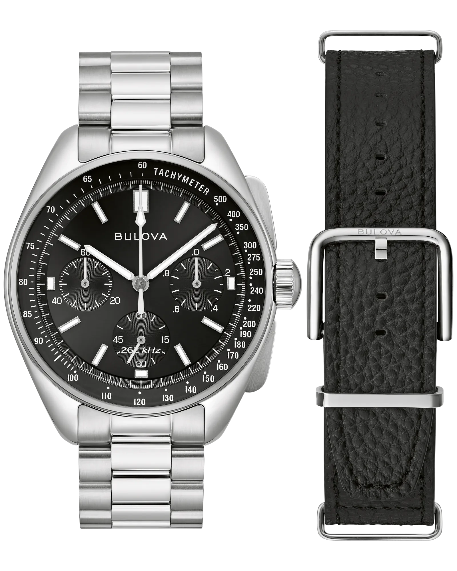 Bulova Black Dial Stainless Steel Bracelet Lunar Pilot 96K111